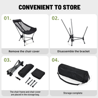 Chaise de camping pliable en alliage d'aluminium portable, siège d'extérieur à deux hauteurs réglables