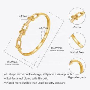Ultimo 18K oro placcato in acciaio inox gioielli <span class=keywords><strong>U</strong></span> a forma di ferro di cavallo fibbia zircone braccialetto alla moda per le donne braccialetto B232379 - Product Image 3