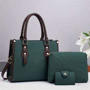 3 in 1 Handbag Purse <b>Set</b> Mother's Day Gift <b>Large</b> Capacity PU Leather Tote Bag With Shoulder Strap - Product Image 3