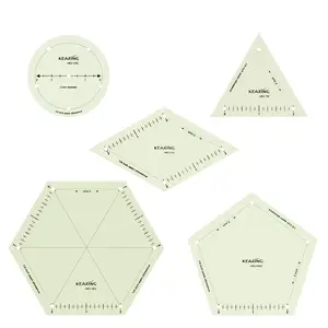 Flexible durable transuscent 2 inch size heat resistant plastic quilting ruler set Kearing HR2-5S