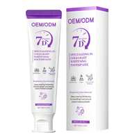 Fabricant OEM/ODM Personnalisé de Dentifrice Blanchissant à la Lumière Froide 7 Jours, Couleur Violet, Parfum Longue Durée, Réparation Chimique pour Usage Domestique