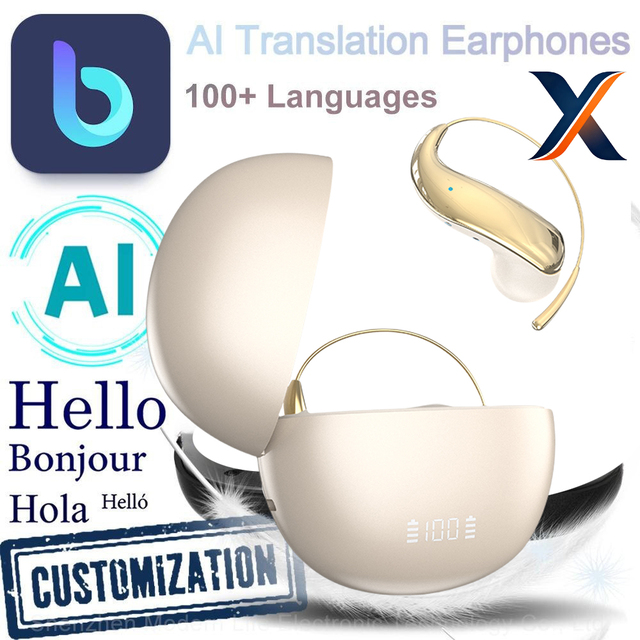 Ai Translator Earbuds Q110 TWS In-Ear Open-Ear Gaming Active Noise Cancelling 5.3 Low Latency JL IPX4 Waterproof Digital Display
