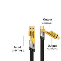 Kabel Pengisi Daya USB-C 4 in 1, Kabel Data USB ke Tipe-C dengan Konektor Multi, Kabel Pengisi Daya Cepat 65W untuk Ponsel iPhone
