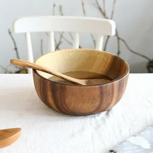 Ensemble de bol en bois fabriqué à la main à la main, au design moderne et vintage, pour servir des aliments ou des salades en vente en gros - Product Image 3