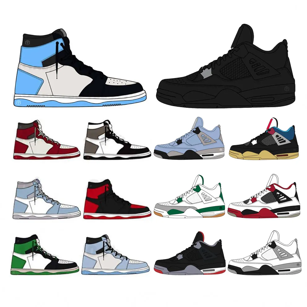 2023 baru 1s 4s sepatu olahraga Retro untuk pria dan wanita hitam kucing Travis Scott Sneakers murah j4s anak laki-laki sepatu basket untuk anak-anak