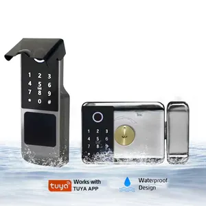 Goking electric double side fingerprint rim lock IP66 waterproof outdoor smart lock biometrico per cancello esterno