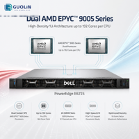 Serveur en rack Dell PowerEdge R6725 1U, double processeur AMD EPYC 9005 Series, 6 To DDR5, 3x PCIe Gen5, double OCP, serveur de calcul haute densité