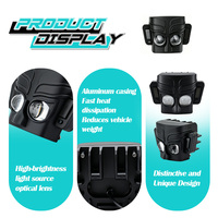 LELANPU Phare LED Rétro en Forme de Masque pour Moto, Projecteur Auxiliaire Antibrouillard à Double Lentille, Feux de Conduite Moto à Deux Yeux OEM