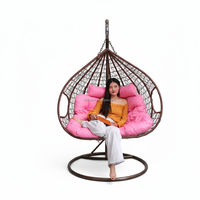 Silla Colgante Tipo Huevo de Diseño Moderno con Logotipo de Moda, de Metal, para Jardín, Patio, Exterior, Súper Cómoda, con Doble Asiento