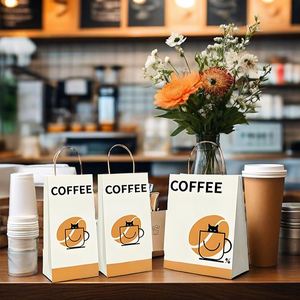 Customised Logo Luxury Small <b>Paper</b> Bags for Cafe Premium Resistant Kraft and Personalized Blue Gift Packaging - Product Image 4
