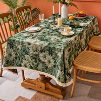 Nappe de table jacquard rétro à motif floral, nappe en tissu épais avec franges pour la cuisine, la décoration intérieure de la maison