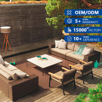 Ensemble de meubles de jardin contemporains et élégants en rotin PE tressé à la main pour terrasse, canapés d'extérieur à assise profonde
