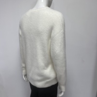 Maßgefertigter OEM ODM Herren-Pullover Weiß Rundhals Jacquard Katzen-Herz-Druck 12GG Kunstnerz-Strickware 100% Baumwolle