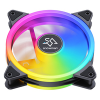 Ventilador para Caja de PC SNOWMAN DF120-ARGB-BK de 120 mm, Negro, ARGB, 45 CFM, Luz Dual Halo, PWM, Rodamiento Hidráulico, 5V, 3 Pines, Sincronización, Venta al por Mayor