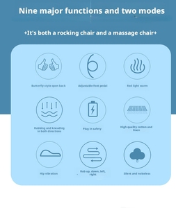 Luxuriöser tragbarer Schaukel-Massagestuhl für das Wohnzimmer mit Vibrations- und Wärmefunktion, Relax-Liegestuhl mit Nacken- und Rückenknetfunktion, Bluetooth, Baumwoll-Leinen - Product Image 6