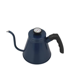 Bouilloire à café en acier inoxydable de qualité supérieure de 1,2 L avec thermomètre intégré – Cafetière à bec verseur bleu marine mat - Product Image 2