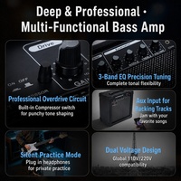 Amplificateur de basse électrique EARTHGRACE DB-30 30W, haut-parleur 8 pouces, amplificateur combo pour la pratique de la basse, les répétitions et les petites scènes