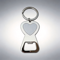 Porte-clés décapsuleur en métal vierge personnalisable pour sublimation, gravure souvenir religieuse, vente en gros