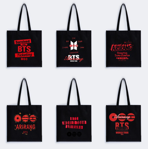 Nuova Borsa Tote in Tela Nera a Tema BT S World Tour, Borsa a Spalla Ecologica Riutilizzabile per Fan K-Pop, Uso Quotidiano e Omaggi per Concerti - Product Image 1