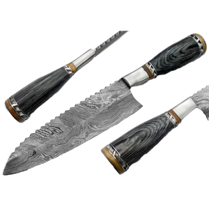 Couteau de chef artisanal en acier Damas de haute qualité, mouton et bœuf, manche en bois, étui en cuir, ambidextre, couteau de survie Viking - Product Image 3