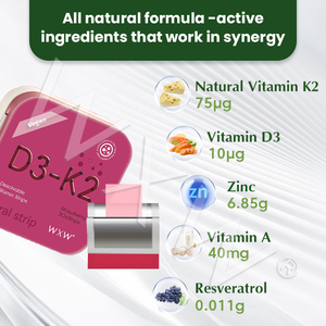 Tira oral de disolución de vitamina D3 K2 de alta calidad, suplemento de película de caramelo, tira oral de vitamina K2 D3 - Product Image 2