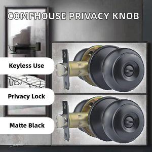 Comfhouse 隐私门把手锁 - 无钥匙进入，易于安装，不锈钢哑光黑色，2 件装，适用于卧室、浴室、室内 - Product Image 2