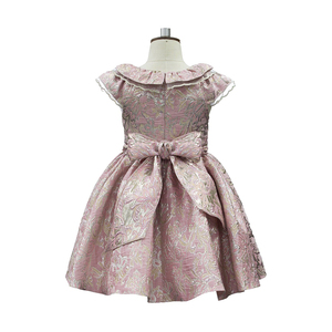 Abito da ragazza con collo arricciato girocollo di marca personalizzata bellissimi abiti da festa Jacquard per ragazze 4-14Y - Product Image 2