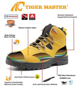Chaussures de sécurité pour hommes en cuir nubuck <span class=keywords><strong>jaune</strong></span> résistant aux acides, semelle en caoutchouc antidérapante, embout en acier, anti-perforation, pour l'industrie pétrolière - Product Image 5