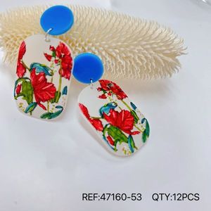 Pendientes Pintados con Diseño Floral, Aretes Azules de Resina Acrílica, Joyería de Moda para Mujer, Regalo, Estilo Moderno - Product Image 1