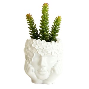 <span class=keywords><strong>Pot</strong></span> de fleurs succulentes style nordique avec figurine de fille tenant un visage entre ses mains, ornement décoratif de jardin pour plantes paysagères - Product Image 5