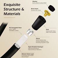 Selang Shower Silikon Matte Gunmetal Fleksibel dan Tahan Lama 59 Inci, Konektor Kuningan 360 Derajat Anti Kusut untuk Penggantian Kepala Shower