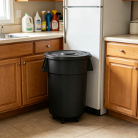 Poubelle en plastique antibactérienne à paroi épaisse de 180 L, améliorée, avec couvercle à bascule pour une utilisation latérale dans les armoires de cuisine