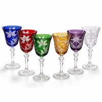 Verres à pinte en cristal coloré soufflé à la main, motif floral gravé, capacité 401-500 ml, lot de 2, sur pied de luxe, pour mariage, bar, banquet