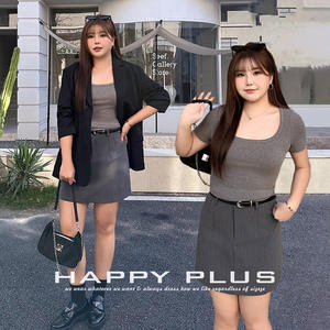 กระโปรงทรงเอเอวสูง N9139 ไซส์ใหญ่ สีเทาล้วน สไตล์นักศึกษาหญิง ฤดูใบไม้ผลิ 2026 - Product Image 4