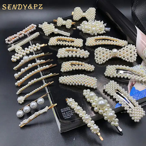 Новая модная одежда в Корейском стиле; Женские туфли-лодочки на высоком каблуке ручной работы с жемчугом заколки комплект класса люкс с бантами и сердечками форма заколки для волос в виде лап для девочек - Product Image 1