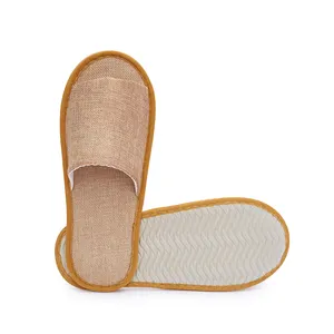 Sandal Hotel katun Linen dapat dicuci sandal Spa sekali pakai khusus murah untuk Hotel