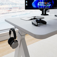 Bureau de travail moderne modulaire pivotant à succès – Poste de travail blanc ergonomique réglable en hauteur avec un moteur et 2 niveaux