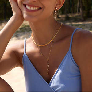 Delicate Zircon Titanium Steel Necklace Y Shape Star Heart Geometric Pendant Everyday Wear Jewelry - Product Image 2