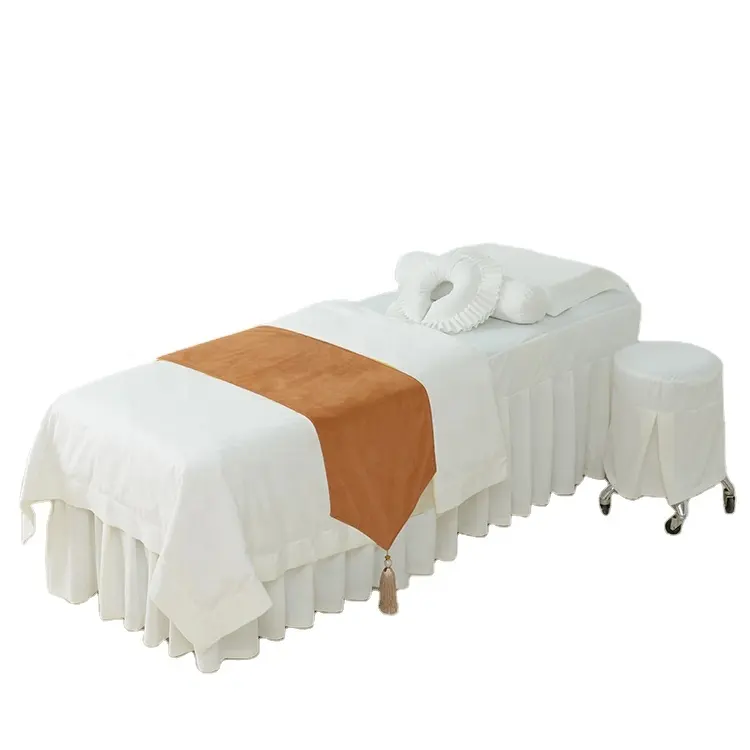 ที่ขายดีที่สุดสี่ชิ้นหรูหราปรับแต่งผ้าปูที่นอนนวดความงามผ้าคลุมเตียงที่มีรูหน้า