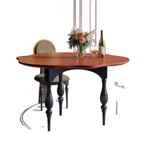 Solid <b>Wood</b> Dining <b>Table</b> Irregular Shape French Retro Style Stable Design For <b>Small</b> Apartments - Product Image 5