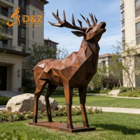 Sculpture de cerf géométrique abstraite sur mesure en acier corten de D&Z Art Group pour décoration d'art animalier en métal d'extérieur