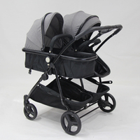 Jumeaux Poussette Double Poussette Bébé Poussette avec Siège Réversible Convertible à Nacelle