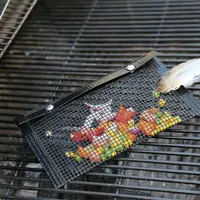2022 Baru Aksesori Barbecue Tas Jaring Panggangan BBQ Kain Serat Kaca PTFE Dapat Digunakan Kembali Tidak Lengket