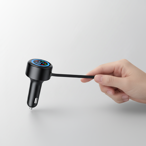 Chargeur de voiture rétractable avec surveillance en temps réel, adaptateur USB portable à charge rapide, chargeur multifonction Type C - Product Image 1