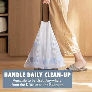 Wholesale Heavy Duty <b>Drawstring</b> Garbage <b>Bags</b> HDPE Perforated Roll Kitchen Bathroom Trash <b>Bags</b> OEM Factory - Product Image 5