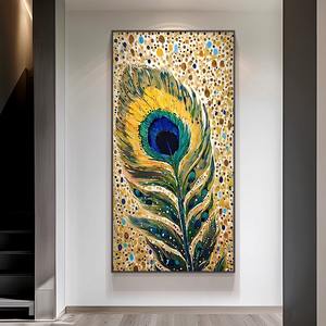 Décoration murale haut de gamme de style minimaliste moderne pour entrée, base en métal et toile, peinture de paysage, arts métalliques modernes - Product Image 2