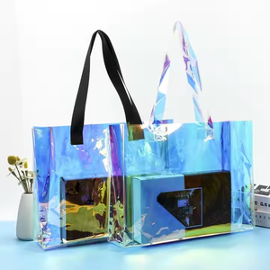 Bolsa de compras de playa de PVC de gran capacidad con logotipo personalizado con mango de nailon holográfico Precio de diseño láser cuadrado - Product Image 3