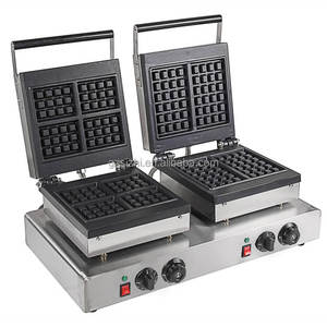 Máquina para hacer waffles belgas, equipo comercial para aperitivos, <span class=keywords><strong>2</strong></span> placas, antiadherente - Product Image 2