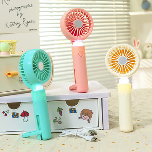 Portable Handheld Fan With Led Light Rechargeable Usb Powered Small Desk Fan For Outdoor Indoor Use - Product Image 1