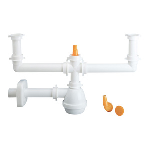 Siphon d'évier de cuisine de type M avec raccord vertical pour lave-vaisselle de 1 1/2 pouces pour éviers à deux voies - Product Image 1